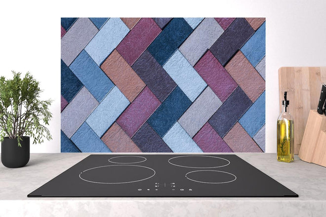 Spritzschutz - Geflochtene Leder-Textur in bunten Farbtönen