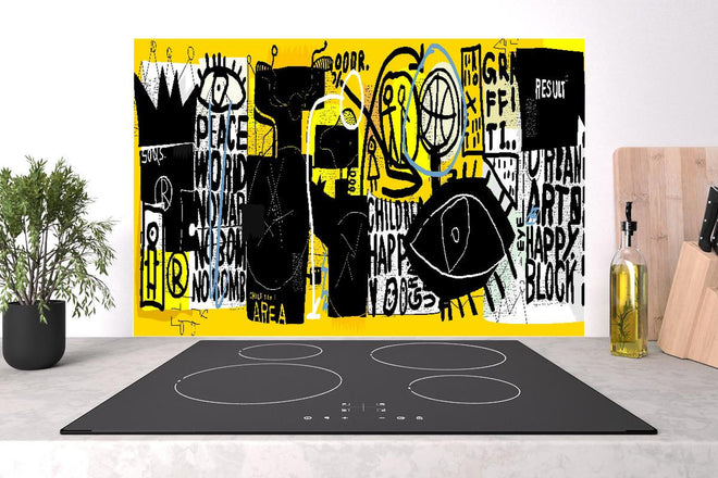 Spritzschutz - Gelb-Schwarze Street Art Illustration