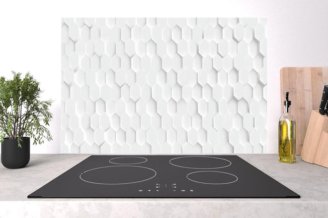 Spritzschutz - Geometrische weiß Hexagon Wandstruktur