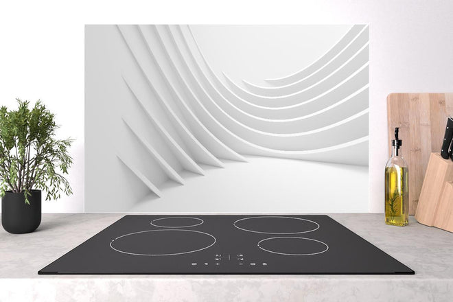 Spritzschutz - Geometrischer Minimal Weiß-Grau Hintergrund