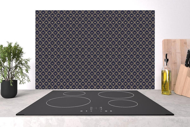 Spritzschutz - Geometrisches Design Dunkelblauer Rauten-Muster