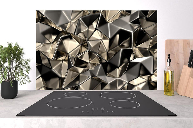 Spritzschutz - Geometrisches Dreiecksmuster in Metall-Optik