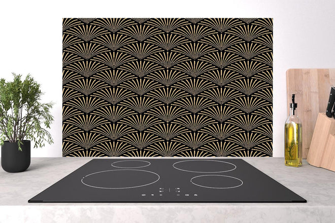 Spritzschutz - Geometrisches Gold-Schwarzes Art Déco Design