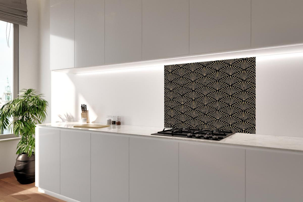 Spritzschutz - Geometrisches Gold-Schwarzes Art Déco Design