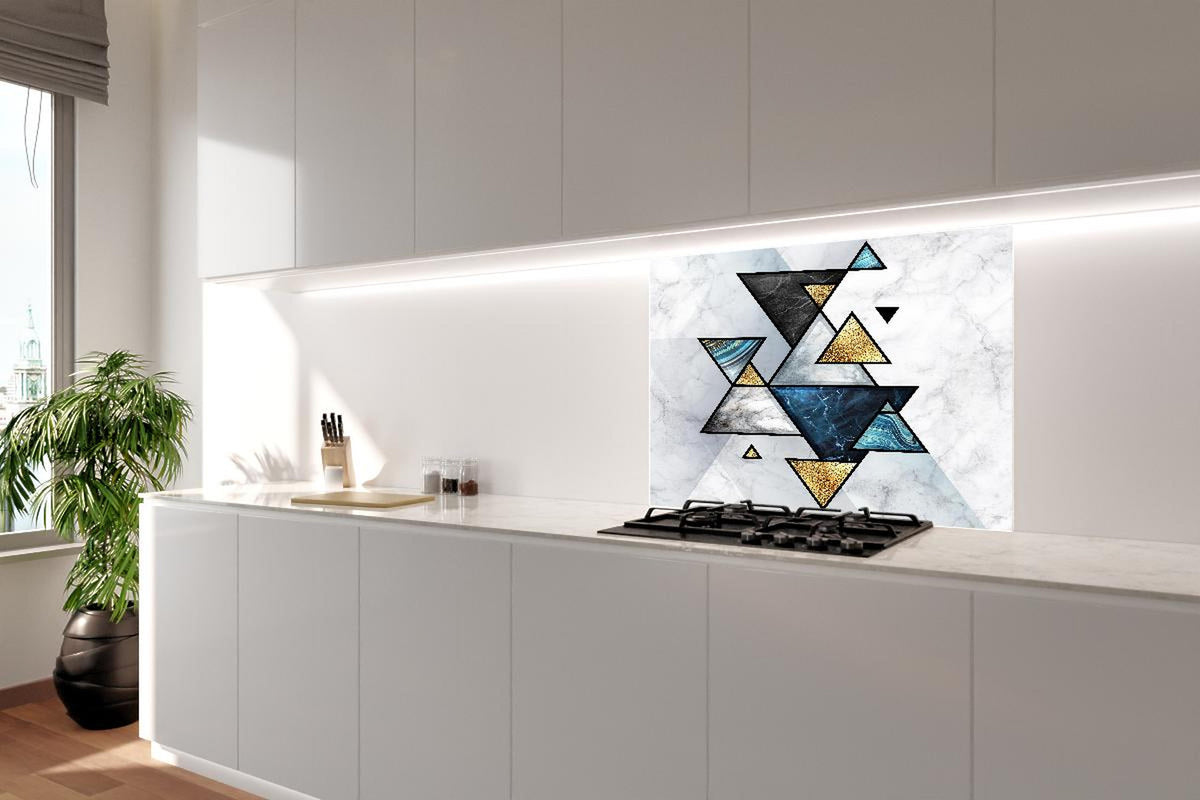 Spritzschutz - Geometrisches Marmor Mosaik Kunstwerk