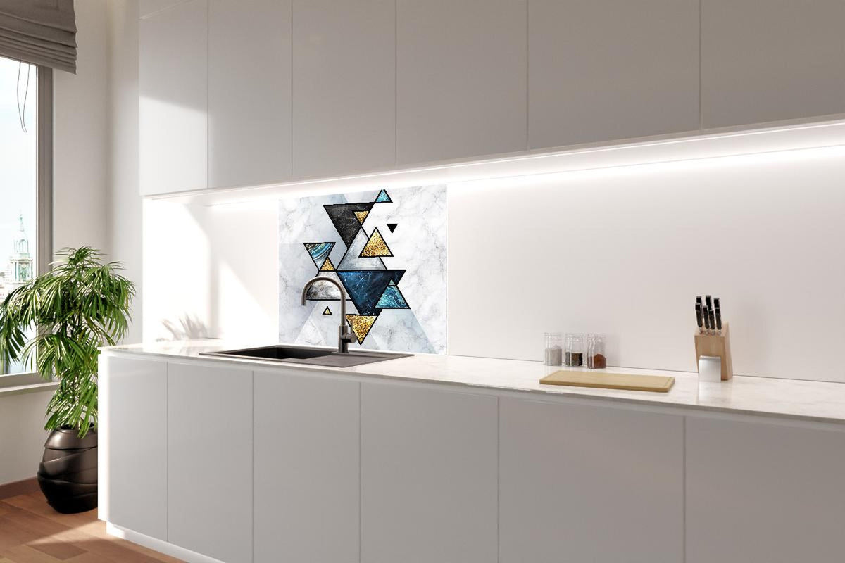 Spritzschutz - Geometrisches Marmor Mosaik Kunstwerk