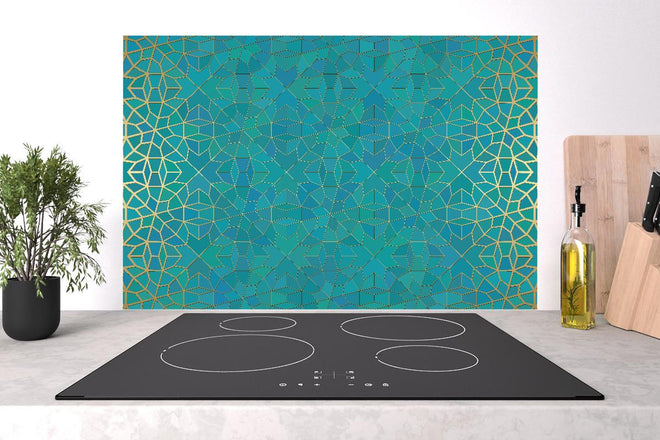 Spritzschutz - Geometrisches Muster mit Blauverlauf