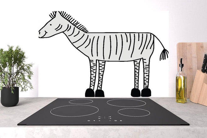 Spritzschutz - Gezeichnete Schwarz-Weiße Zebrafigur