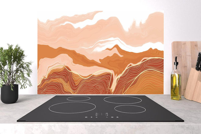 Spritzschutz - Gezeichnete abstrakte Wüstenberge