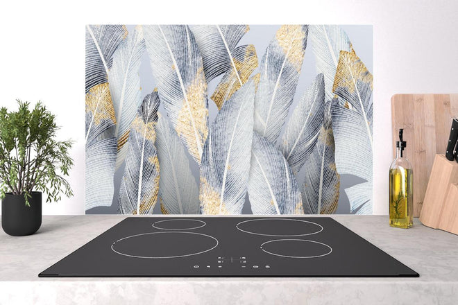 Spritzschutz - Gold-Weiß Abstrakte Designstruktur