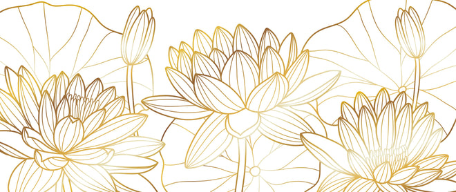 Spritzschutz - Gold-Weiß Lotus Illustration Kunstwerk