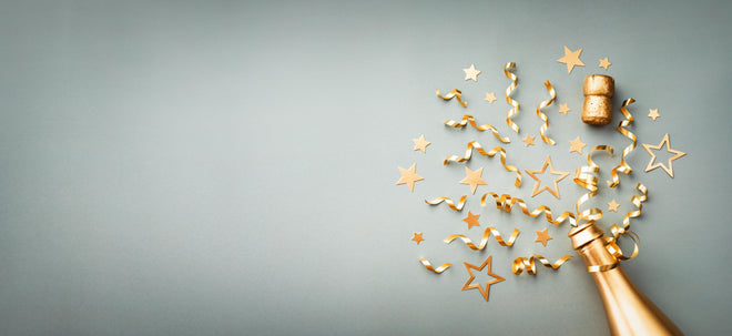 Spritzschutz - Goldene Champagnerflasche im Sylvester design