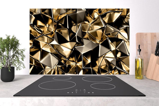 Spritzschutz - Goldene abstrakte Kristallstruktur Hintergrund