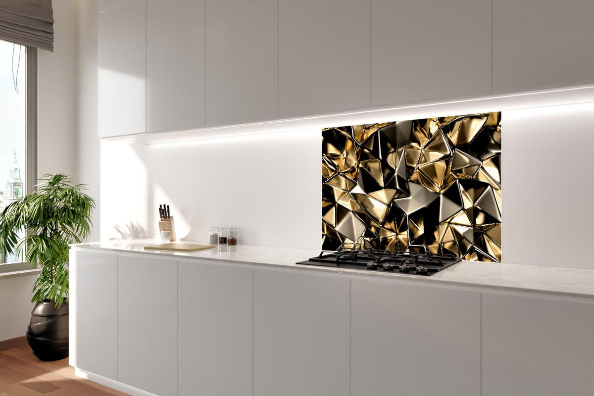 Spritzschutz - Goldene abstrakte Kristallstruktur Hintergrund