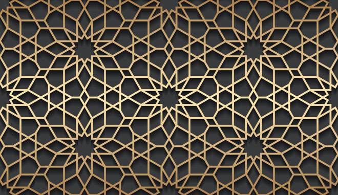 Spritzschutz - Goldenes Muster auf dunklem Hintergrund