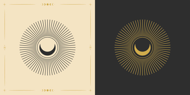 Spritzschutz - Goldenes Sonnenmotiv auf Schwarzem Hintergrund