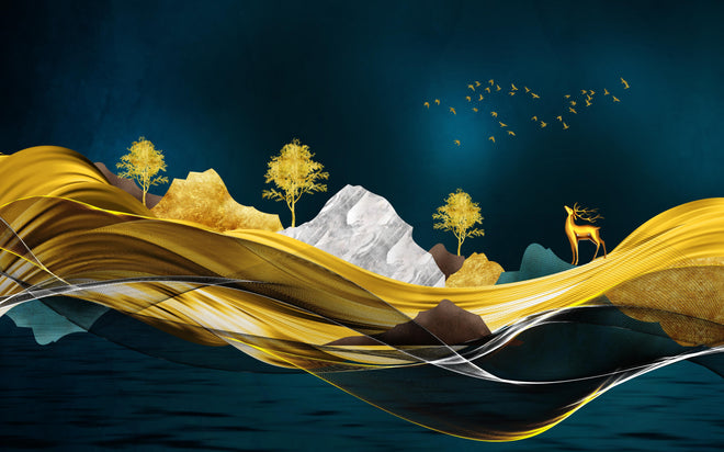 Spritzschutz - Goldenes Wellendesign - 3D