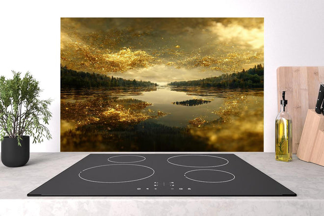 Spritzschutz - Goldstaub über Fluss