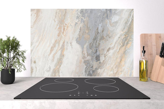 Spritzschutz - Gräulich-beiger matter Marmor