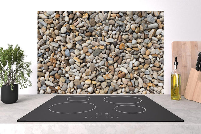 Spritzschutz - Grau-Beige Natürliche Kieselstein-Textur