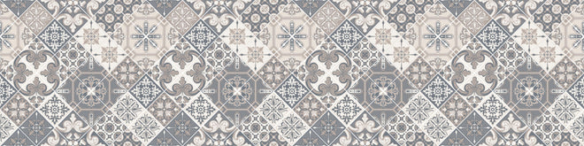 Spritzschutz - Grau-Weißes Ornament Fliesenmuster Design