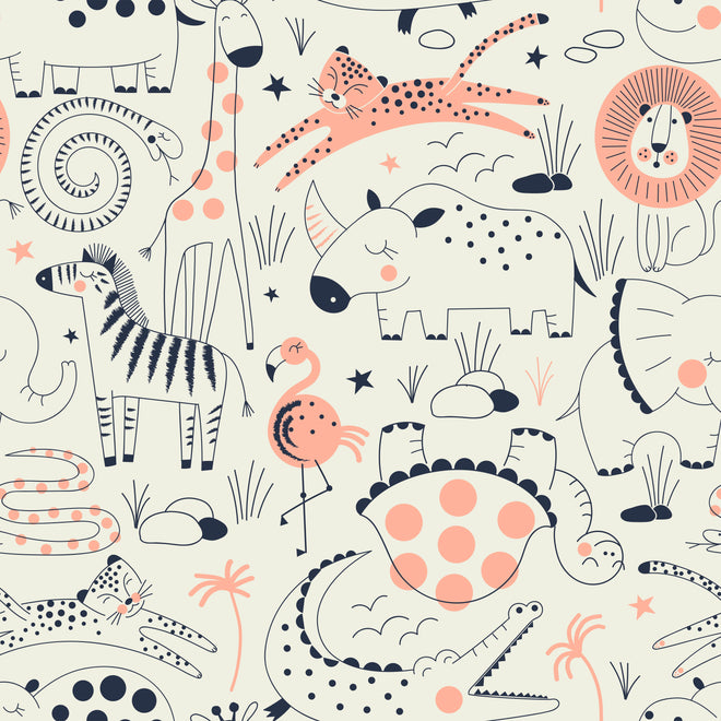 Spritzschutz - Grau-beige Kinderzimmer Tierillustrationen