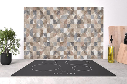 Spritzschutz - Graubeiges Webmuster im modernen Stil