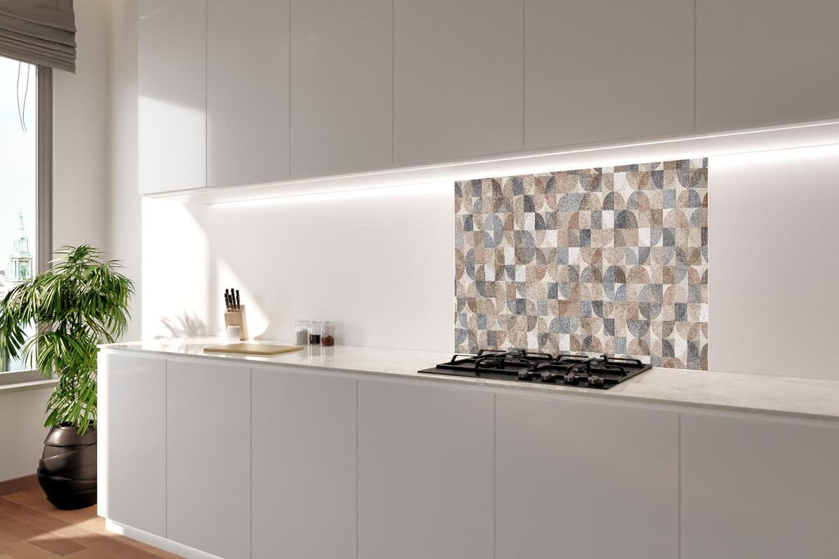 Spritzschutz - Graubeiges Webmuster im modernen Stil