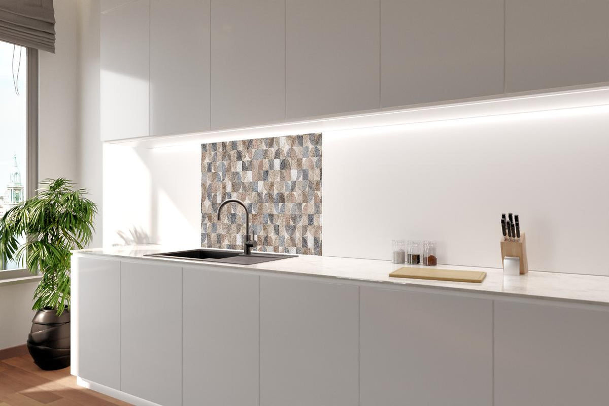 Spritzschutz - Graubeiges Webmuster im modernen Stil