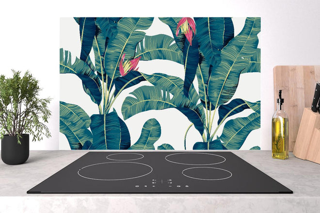 Spritzschutz - Grüne Exotische Bananenblätter Illustration