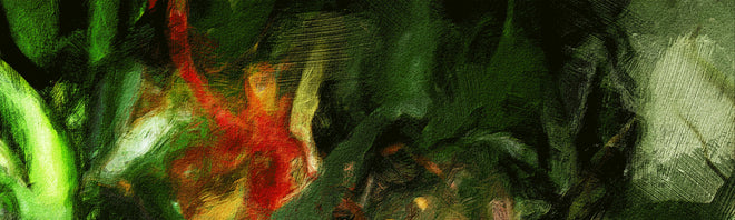 Spritzschutz - Grünes surreales Muster digitale Ölmalerei