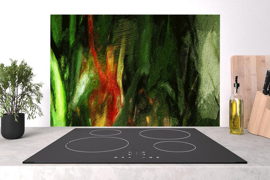 Spritzschutz - Grünes surreales Muster digitale Ölmalerei