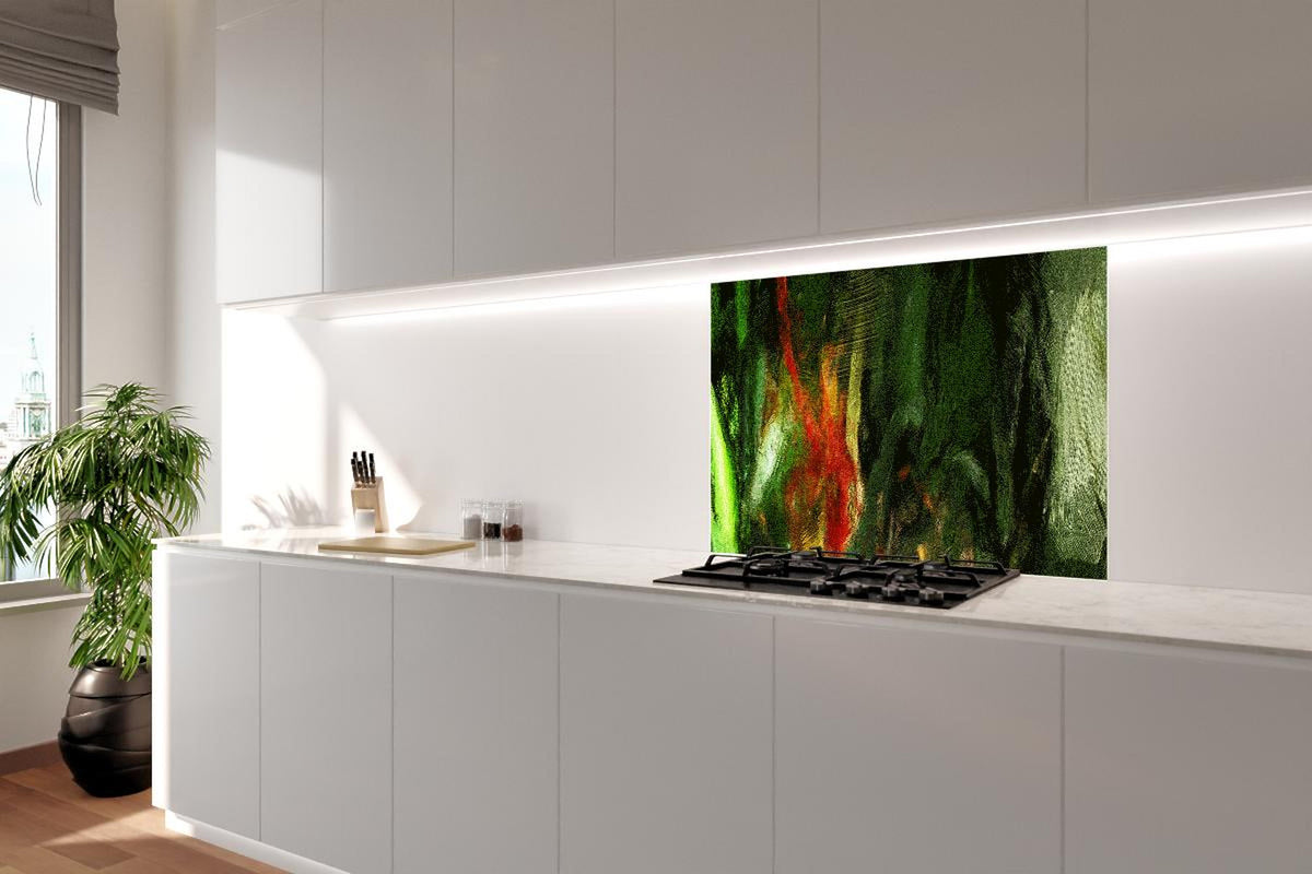 Spritzschutz - Grünes surreales Muster digitale Ölmalerei