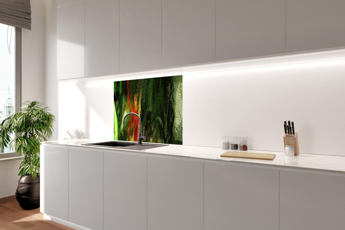 Spritzschutz - Grünes surreales Muster digitale Ölmalerei