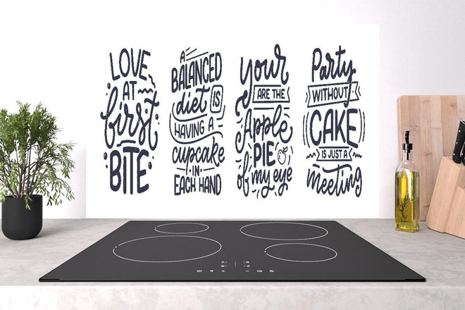 Spritzschutz - Handgeschriebene süße Kuchen Zitate