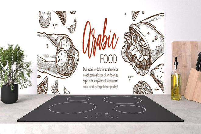 Spritzschutz - Handgezeichnete Arabische Speisen Grafik