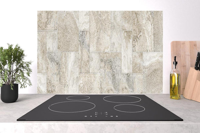 Spritzschutz - Helles Fliesenmuster - Marmor