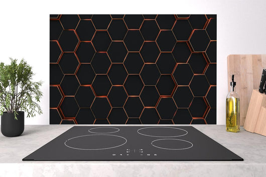Spritzschutz - Hexagonale Schwarz-Gold Struktur Textur