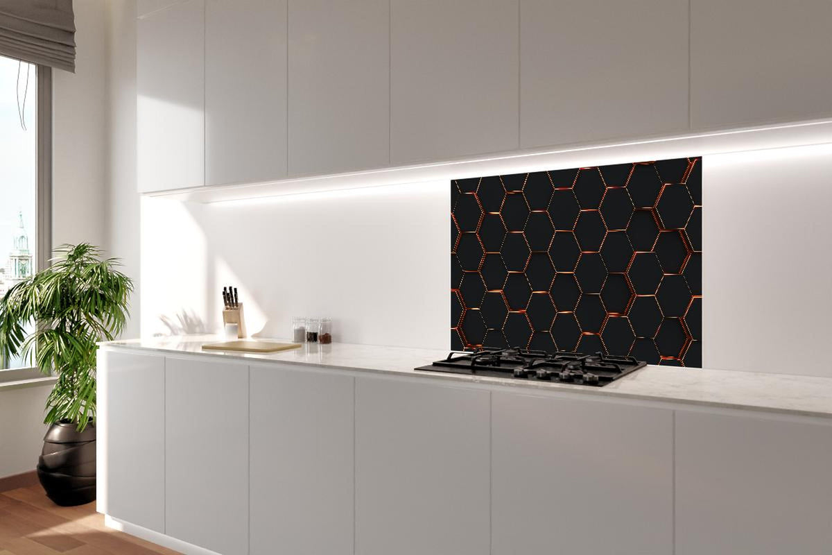 Spritzschutz - Hexagonale Schwarz-Gold Struktur Textur