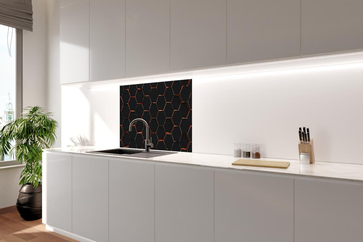 Spritzschutz - Hexagonale Schwarz-Gold Struktur Textur