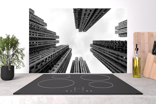 Spritzschutz - Hochhäuser - Schwarz-weiß