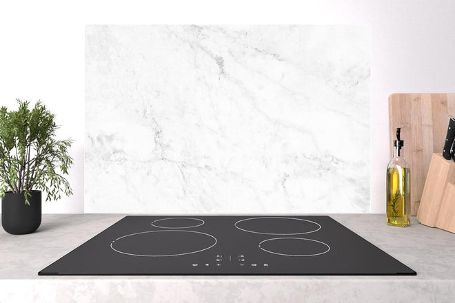 Spritzschutz - Hochwertige Weiße Marmoroptik mit Grauanteilen