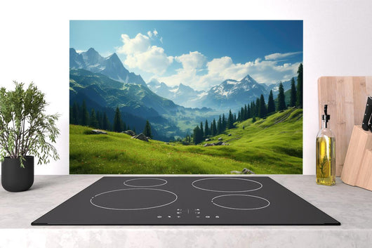 Spritzschutz - Idyllische Alpenlandschaft in Sommerfrische