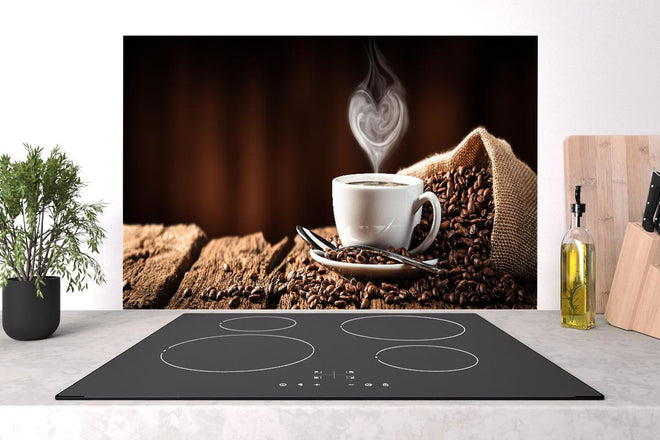 Spritzschutz - Kaffeetasse mit herzförmigem Dampf