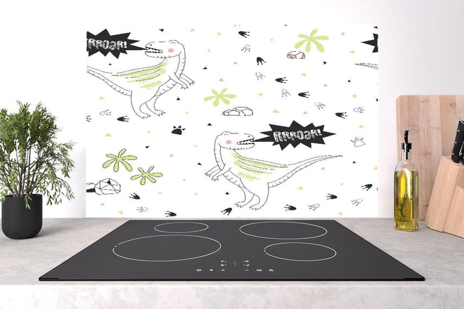 Spritzschutz - Kinderzimmer Dino Muster Illustratorisch