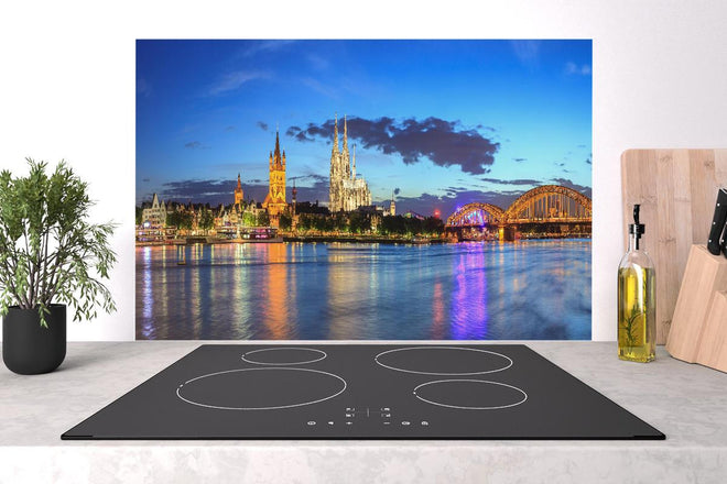 Spritzschutz - Kölner Skyline - Nachts