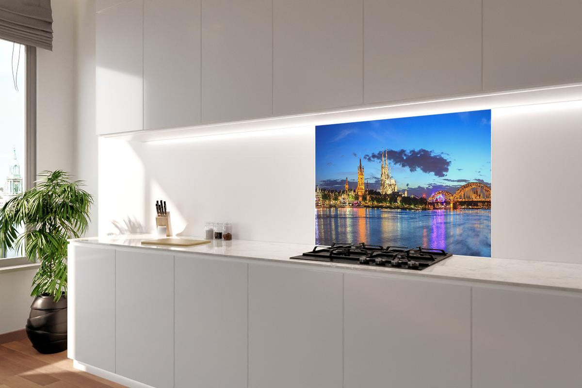 Spritzschutz - Kölner Skyline - Nachts