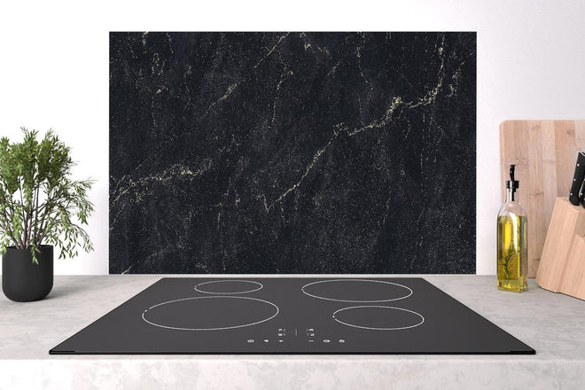 Spritzschutz - Königlicher schwarz-goldener Marmor