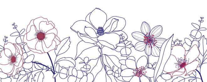 Spritzschutz - Künstlerische Blumen Lineart Zeichnung