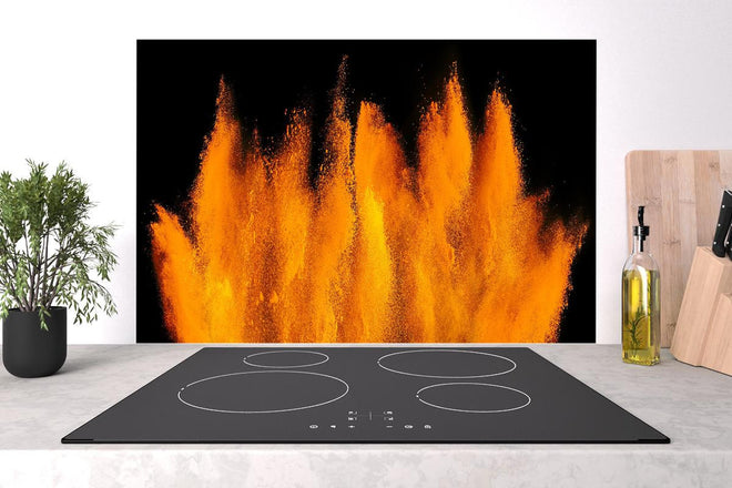 Spritzschutz - Lebendige Holi Farbexplosion auf Schwarz